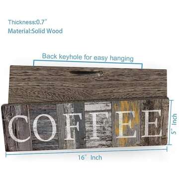 Rustic Coffee Sign Farmhouse Kitchen Decor Sign - 16x5 Inches