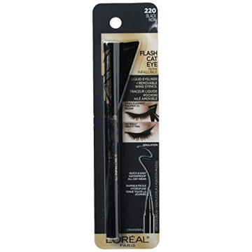 L'Oreal Paris Makeup Infallible Flash Cat Eye Waterproof Liquid Eyeliner, Black, 0.44 oz.