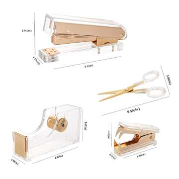 SIRMEDAL Modern Office Supplies Desk Decor Accessories Acrylic Gold Desk Stationery Bundle Kit - Set...