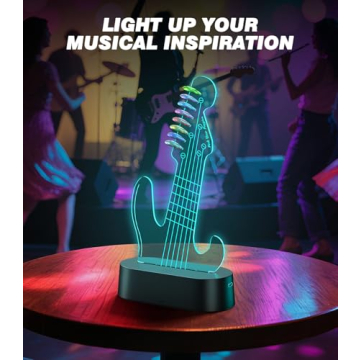 MoKo Light Up Guitar Pick Holder, 7-Color Changing LED Guitar Pick Display, Adjustable Brightness, U...
