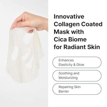 Dr.Bio Cica Biome Collagen Mask (5ea), Vegan Collagen-Coated Mask with 3x Collagen Boost for Elasticity and Firming, Skin Repairing, Radiant Skin, Anti Aging, Lifting, Hydrating, Korean Skincare