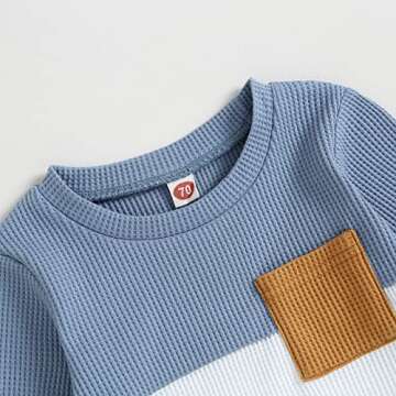 Kupretty Toddler Baby Boy Fall Winter Clothes Color Block Long Sleeve Sweatshirt Pullover Tops + Jog...