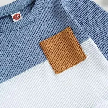 Kupretty Toddler Baby Boy Outfit Color Block Set for Winter