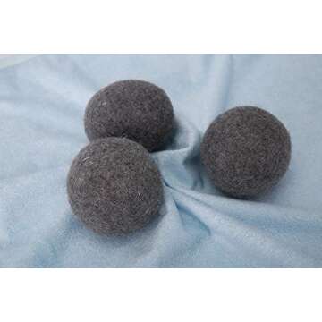 Wool Dryer Balls 6-Pack, Reusable, Saves Drying Time Natural Fabric Softener Great Gift Ideas, Grey