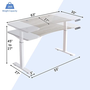 BUNOEM Adjustable Dual Motor Standing Desk 63x30