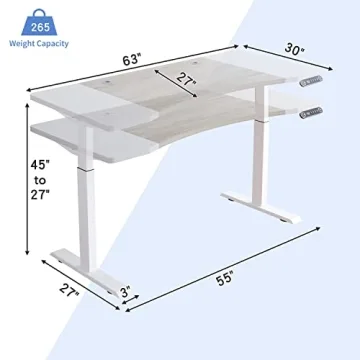 BUNOEM Adjustable Dual Motor Standing Desk 63x30