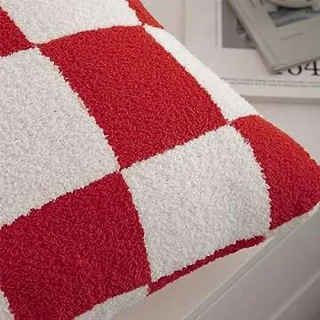 NIDITW Red Checkerboard Soft Pillow Covers Set of 2
