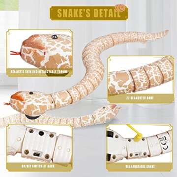 Ufurty Rely2016 Realistic Remote Control RC Snake Toy Fast Moving Simulation Fake Rattlesnake Roboti...
