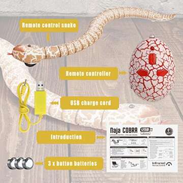 Ufurty Realistic Remote Control RC Snake Toy for Kids