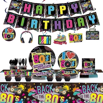 80s Birthday Decorations Party Supplies - Complete 172pcs Pack