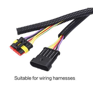 Alex Tech 50ft – 1/4 inch Split Wire Loom Tubing Wire Conduit – Black