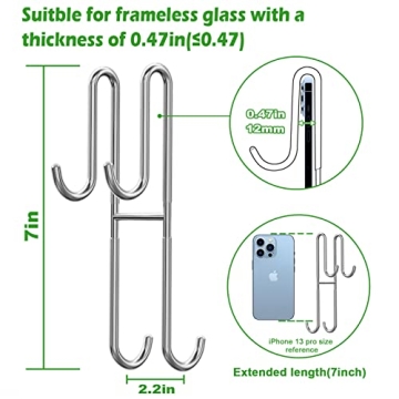 Cerbonny Shower Door Adjustable Hooks for Towel Storage