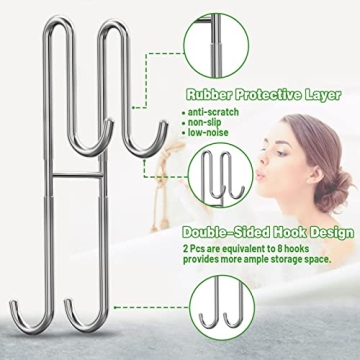 Cerbonny Shower Door Adjustable Hooks for Towel Storage