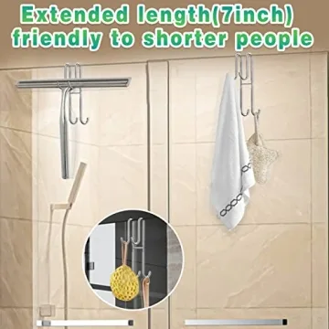 Cerbonny Shower Door Adjustable Hooks for Towel Storage