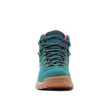 Columbia Women’s Newton Ridge Plus Waterproof Amped Hiking Boot, Waterproof Leather, Deep Wave/Red Coral, 8