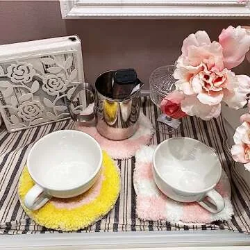 Handmade Preppy Coasters for Drinks - Cute Room Decor