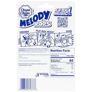 Chupa Chups Melody Pop Whistle Lollipops 5 Count