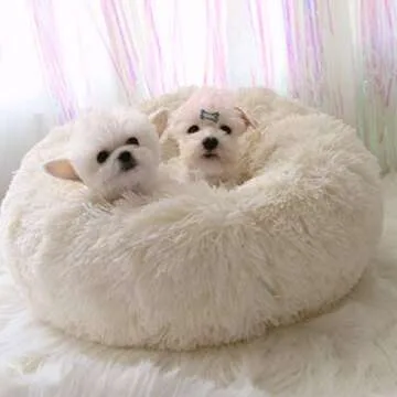 BODISEINT Modern Plush Round Pet Bed for Cats and Dogs