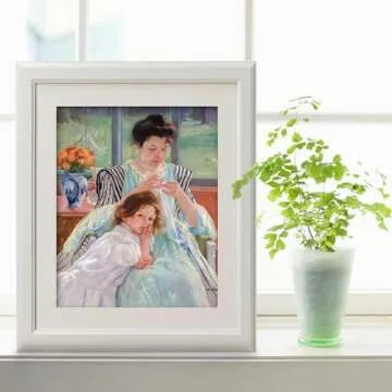 Young Mother Sewing Print - Victorian Portrait Art