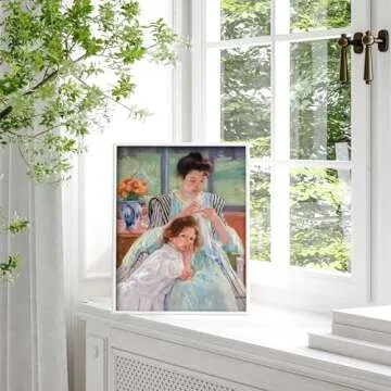 Young Mother Sewing Print - Victorian Portrait Art