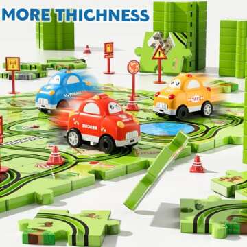 Beby Buty 64 Pc Puzzle Race Track Car Set Toys for Kids, Toddler Gifts for 3-5 Year Olds, Ideal 3-6 ...