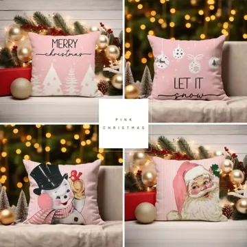 Christmas Pillow Covers Set of 4 for Holiday Decor