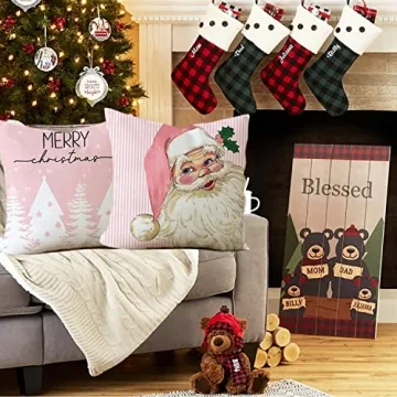Christmas Pillow Covers Set of 4 for Holiday Decor