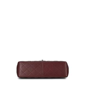 Chanel, Pre-Loved Burgundy Quilted Caviar New Classic Double Flap Jumbo, Burgundy