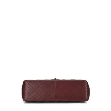 Chanel, Pre-Loved Burgundy Quilted Caviar New Classic Double Flap Jumbo, Burgundy