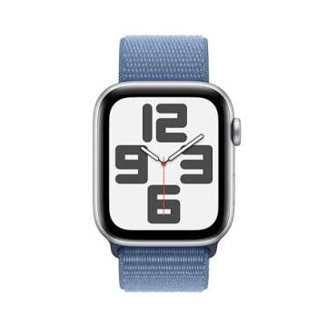 Apple Watch SE (2nd Gen) [GPS + Cellular 44mm] Smartwatch with Silver Aluminum Case with Winter Blue...