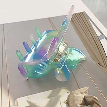 Butterfly Hair Clips, Tortoise Shell Cellulose Acetate Barrettes Claw Clips No-Slip Grip French Design Hair Jaw Clamp Small Hair Accessories for Women Ladies Fashion Ponytail Holders (3 Pack)