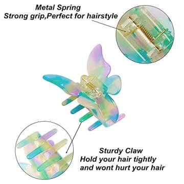 Butterfly Hair Clips, Tortoise Shell Cellulose Acetate Barrettes Claw Clips No-Slip Grip French Design Hair Jaw Clamp Small Hair Accessories for Women Ladies Fashion Ponytail Holders (3 Pack)