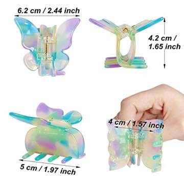 Butterfly Hair Clips, Tortoise Shell Cellulose Acetate Barrettes Claw Clips No-Slip Grip French Design Hair Jaw Clamp Small Hair Accessories for Women Ladies Fashion Ponytail Holders (3 Pack)