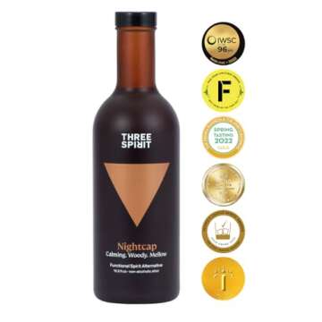 Three Spirit Non-Alcoholic Alternative Spirit - The Nightcap, 50cl | Alt-Whiskey | Unwind & Chillout with Adaptogens, Valerian, Hops & Lemon Balm | Award Winning Active Botanical Gluten Free & Vegan