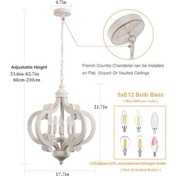 Vintage Wooden Farmhouse Chandelier for Home Decor