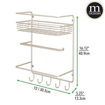 mDesign Wall Mount Paper Towel Holder with Storage Shelf