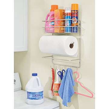 mDesign Wall Mount Paper Towel Holder with Storage Shelf