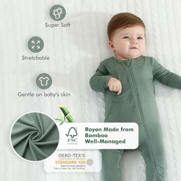 HAPIU Rayon from Bamboo Baby Footed Pajamas, 2 Way Zipper YKK, Footie for Baby Boy Girls, Newborn-24...
