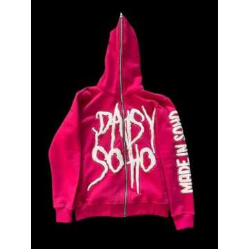 RMCFHX Y2k men's and women's letter printed hoodies, hip-hop full zip sportswear, rock pullover Harajuku street jacket (Black hoodie,L,Large)