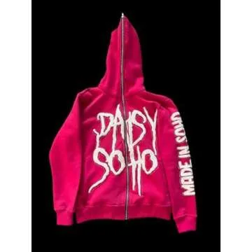 RMCFHX Y2k men's and women's letter printed hoodies, hip-hop full zip sportswear, rock pullover Harajuku street jacket (Black hoodie,L,Large)