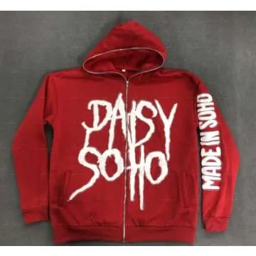 RMCFHX Y2k men's and women's letter printed hoodies, hip-hop full zip sportswear, rock pullover Harajuku street jacket (Black hoodie,L,Large)