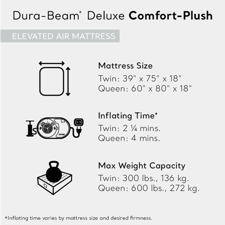 Dura-Beam Deluxe Elevated Twin Air Mattress with Pump
