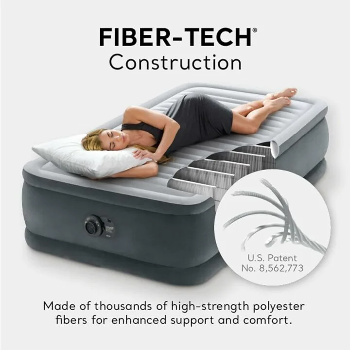 Dura-Beam Deluxe Elevated Twin Air Mattress with Pump