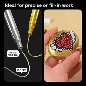 ARTISTRO Acrylic Paint Markers - 6 Pack of Metallic Pens