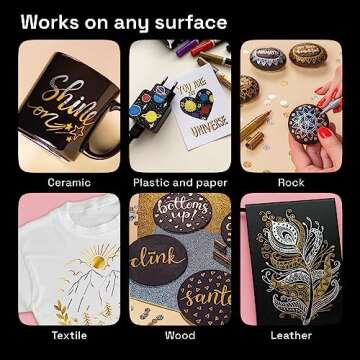 ARTISTRO Acrylic Paint Markers - 6 Pack of Metallic Pens