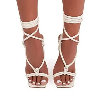 Coutgo Strappy Heels for Women - Lace Up Summer Sandals
