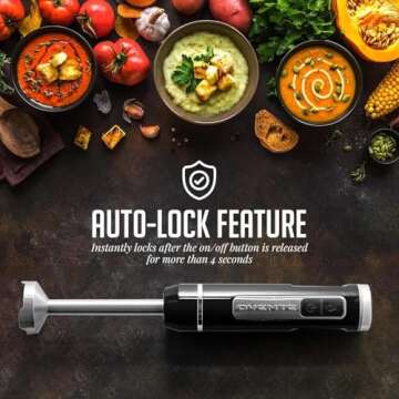 OVENTE Cordless Immersion Hand Blender with 8 Speed Options