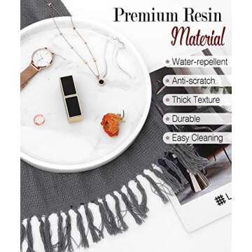 MoKo Resin Vanity Tray,Marble Perfume Tray Round Kitchen Tray Decorative Bathroom Tray for Dresser-t...