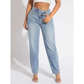 Stylish Verdusa Women's High Waist Denim Long Pants