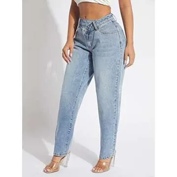 Stylish Verdusa Women's High Waist Denim Long Pants